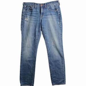 Madewell Slim Boyjean Jeans Womens 28 Distressed Boyfriend Denim Blue